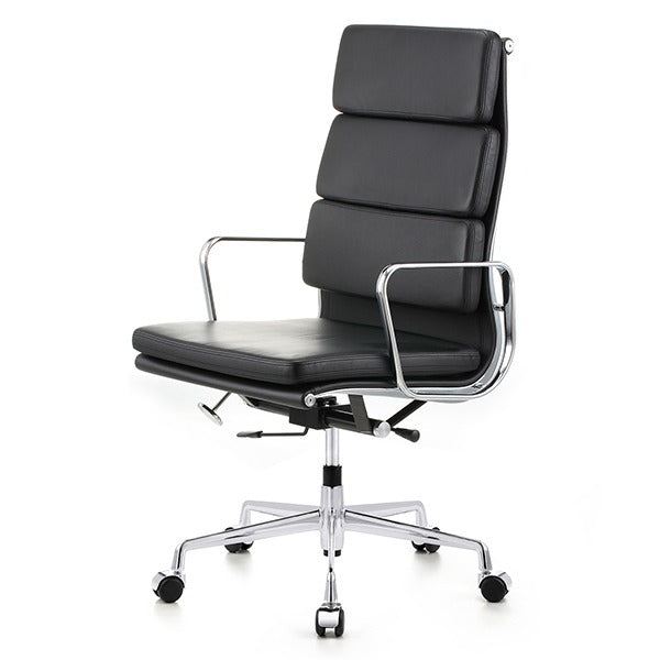 Vitra Eames Style EA219 Soft Pad High-Back Office Chair – Black Italian Leather – Brand New