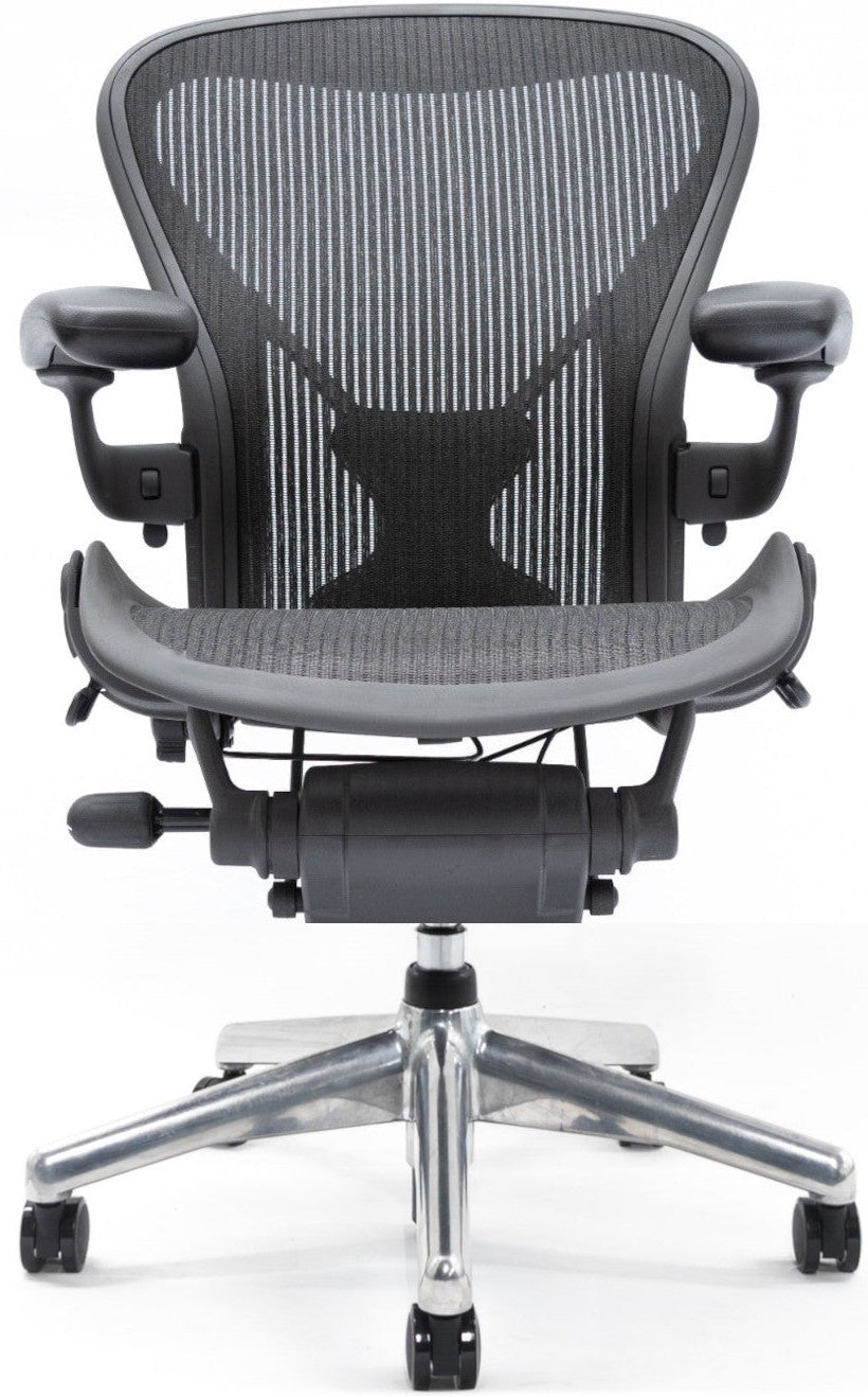 Herman Miller Aeron Posturefit Chrome Base Office Chair - Size B - FULLY LOADED (MK2)