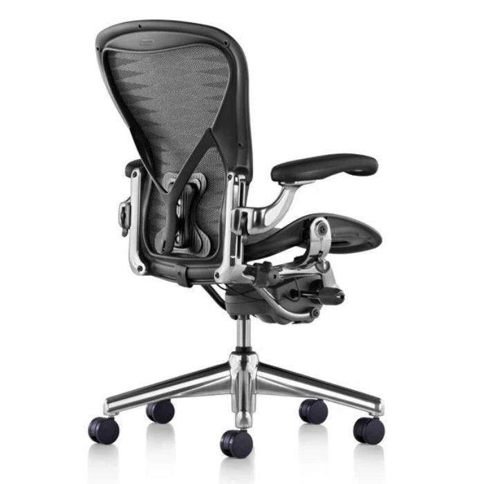 Herman Miller Aeron Posturefit Chrome Office Chair Size C - FULLY LOADED - Tuxedo Mesh