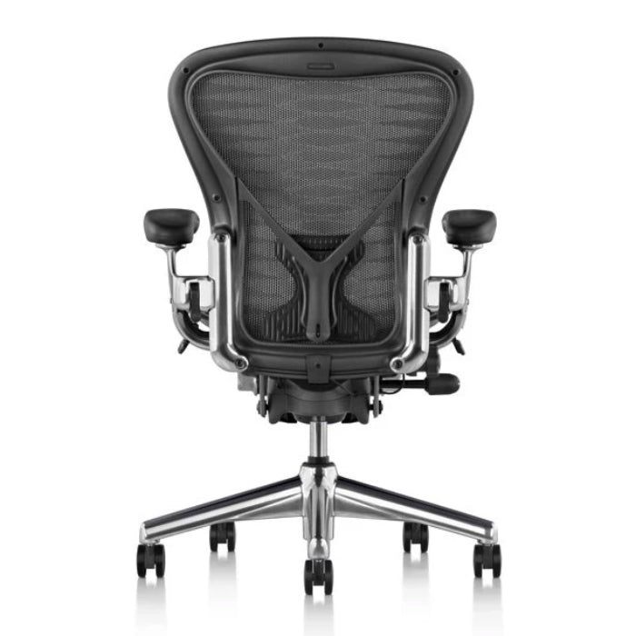 Herman Miller Aeron Posturefit Chrome Office Chair Size C - FULLY LOADED - Tuxedo Mesh