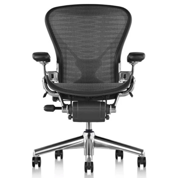 Herman Miller Aeron Posturefit Chrome Office Chair Size C - FULLY LOADED - Tuxedo Mesh