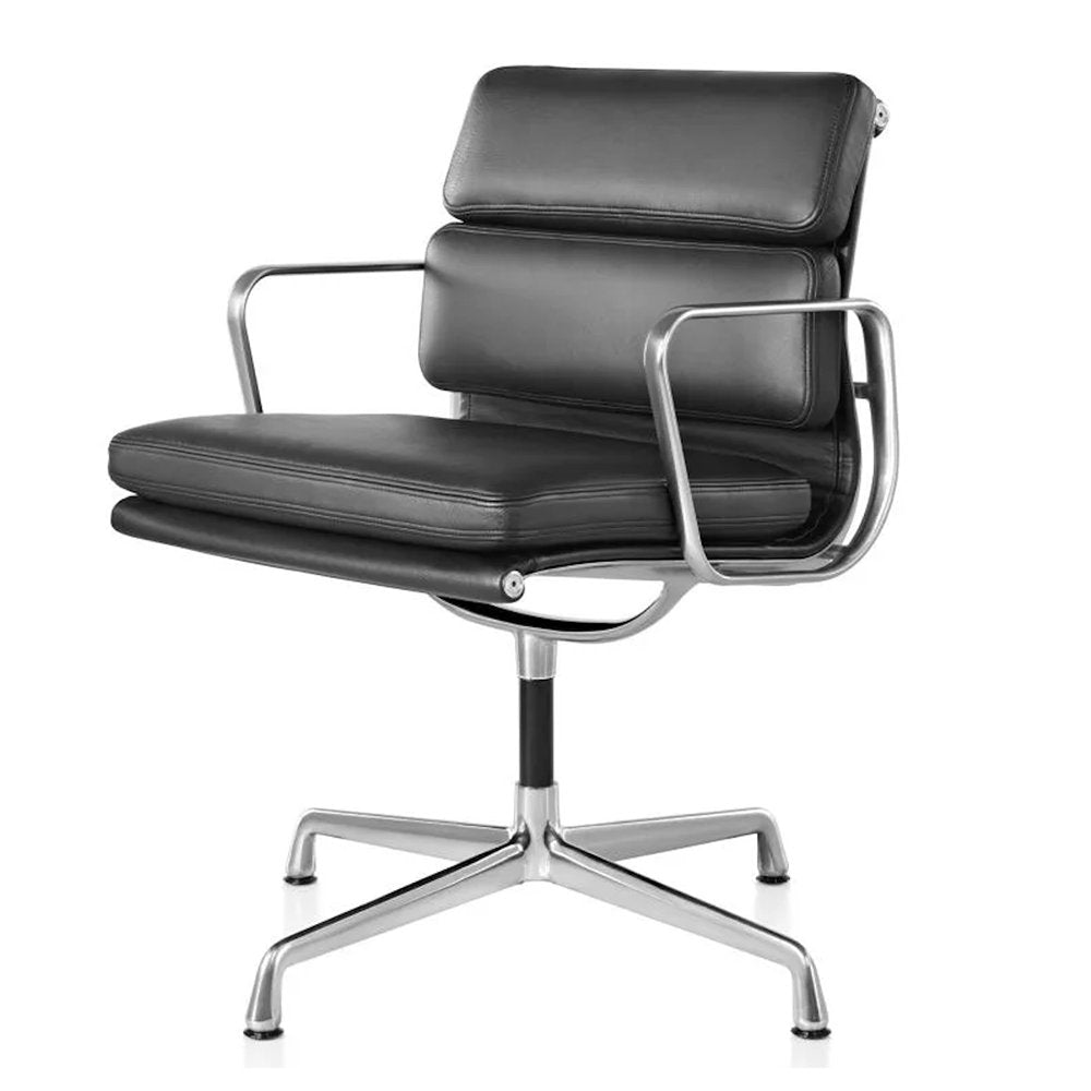 Vitra Eames Style EA208 Soft Pad Office Chair Medium-Back – Black Leather - Brand New