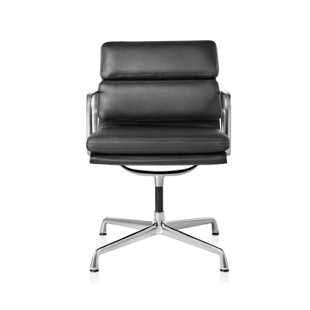 Vitra Eames Style EA208 Soft Pad Office Chair Medium-Back – Black Leather - Brand New