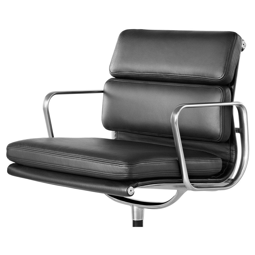 Vitra Eames Style EA208 Soft Pad Office Chair Medium-Back – Black Leather - Brand New