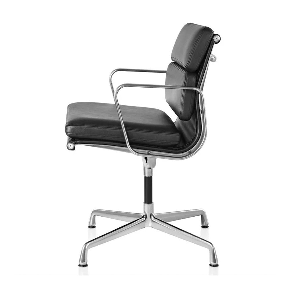 Vitra Eames Style EA208 Soft Pad Office Chair Medium-Back – Black Leather - Brand New