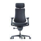 LiberNovo Omni ergonomic chair in Midnight Black, front view with headrest