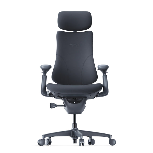 LiberNovo Omni ergonomic chair in Midnight Black, seen from the front