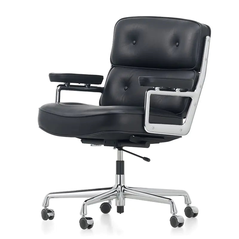 ES104 Eames Style Chair – Genuine Italian Leather, Chrome Base, Black Colour - HM Chairs