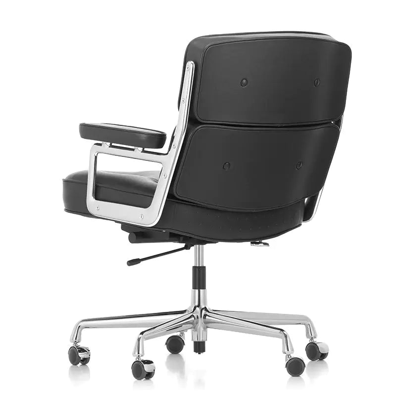 ES104 Eames Style Chair – Genuine Italian Leather, Chrome Base, Black Colour - HM Chairs