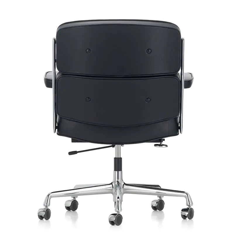 ES104 Eames Style Chair – Genuine Italian Leather, Chrome Base, Black Colour - HM Chairs